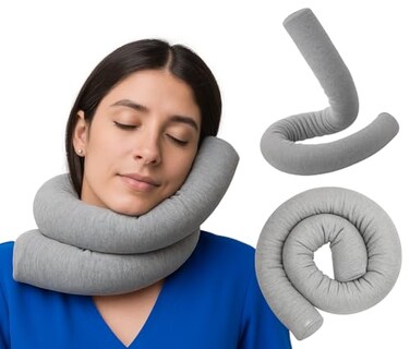 DotDot DotDot Twist Memory Foam Travel Pillow for Neck Chin Lumbar and Leg Support Cotton Cover Snap Closure Grey