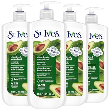 St. Ives St Ives Hand Body Lotion Hydrating Vitamin E Avocado Oil 4Pack 24H Moisturizer for Dry Skin 2028 Oz Ea
