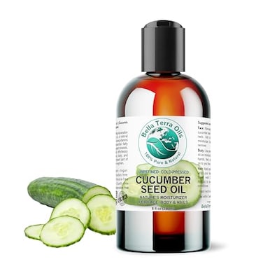 Bella Terra Oils Cucumber Seed Oil 8 oz Dive into Cucumbers Nutritional Treasure Infused with Vitamins Omega3 Seamless Addition to Skin Care Arsenal