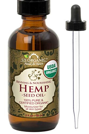 US Organic Hemp Seed Oil Pure Natural Cold Pressed Virgin Unrefined Amber Glass Bottle with Glass Eye Dropper for Easy Application 2 oz 56 ml