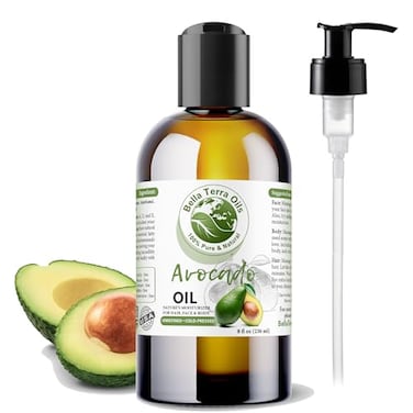 Bella Terra Oils Avocado Oil 8 oz A Luxurious Dive into Natural Avocado Benefits Enriched with Potassium Folic Acid Elevate Your Skin Care Routine