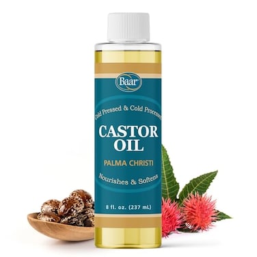 Baar ColdPressed Castor Oil ColdProcessed HexaneFree Palma Christi for Skin Hair Massage Castor Oil Packs BPAFree Bottle 8 oz