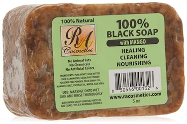 RA COSMETICS RA Cosmetics 100 Natural African Black Soap Mango Scent 5 oz 141g