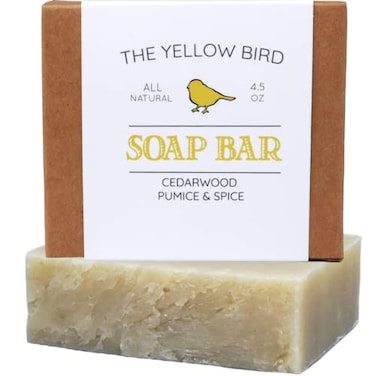 The Yellow Bird Cedarwood Pumice Soap All Natural Organic Soap Bar Exfoliating Handmade Artisan Soap for Face Body