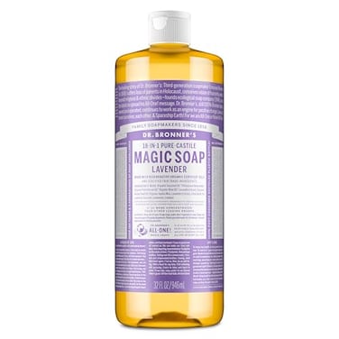 Dr. Bronner's Dr Bronners PureCastile Liquid Soap Made with Organic Oils 18in1 Uses Face Body Hair Laundry Pets and Dishes Concentrated Vegan NonGMO Lavender 32 Oz