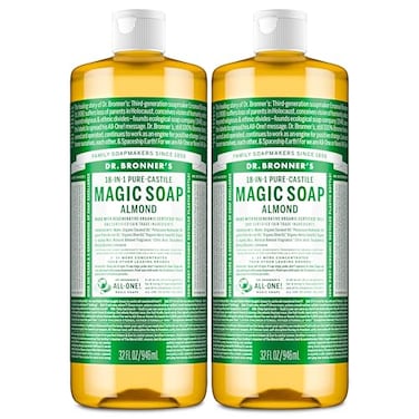 Dr. Bronner's Dr Bronners PureCastile Magic Liquid Soap Almond 32 Ounce 2Pack Made with Regenerative Organic Certified Oils 18in1 Uses Face Hair Hand Body Soap Laundry Pets Concentrated Vegan
