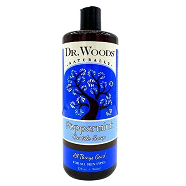 Dr. Woods Dr Woods Peppermint Liquid Castile Soap Castile Soap with Pure Peppermint Oil Body Wash for Men and Women Contains Olive Oil Natural Cleaner for Face Hands and Body 32 Fl Oz