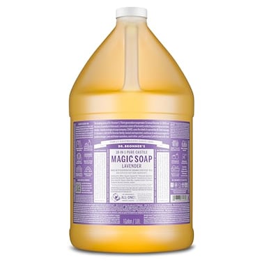 Dr. Bronner's Dr Bronners PureCastile Magic Soap Liquid Lavender 1 Gallon Made with Regenerative Organic Certified Oils For Face Hair Laundry Dishes Hand Soaps Body Wash Concentrated Vegan