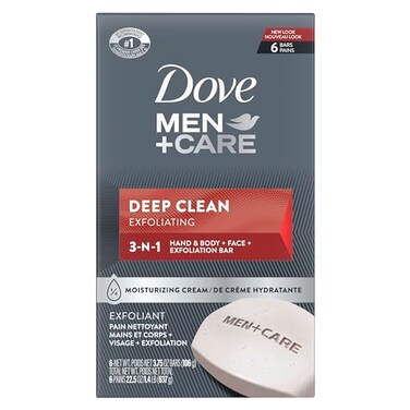 DOVE MEN Dove Men Care Deep Clean Body Face Bars Purifying Grains 375 oz 6 Ct