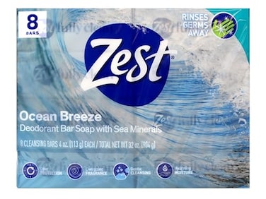 Zest Ocean Breeze Bar Soap 8 Bars Enriched With Sea Minerals Rich Lathering Bars Leave Your Body Feeling Smooth And Moisturized with an Invigorating Scent