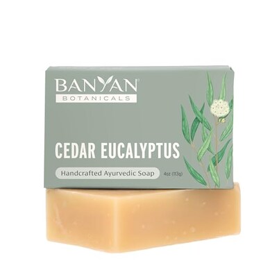 Banyan Botanicals Cedar Eucalyptus Soap With Eucalyptus and Himalayan Cedarwood Essential Oil Calming Refreshing with an Invigorating Scent 4 oz Bar Free of Sulfates Phthalates Parabens