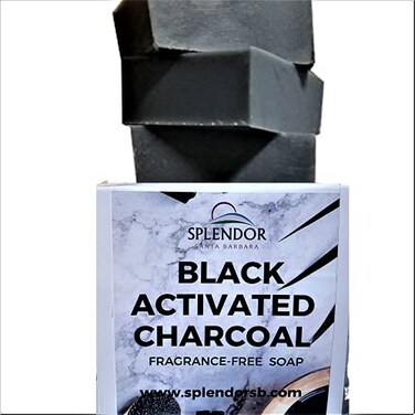 Splendor Santa Splendor Black Activated Charcoal Soap Bars Unscented Natural ColdProcess Soap Odor Neutralizer Handmade Vegan Gentle Skin Cleanser for Face Body and Hands Deep Cleanse