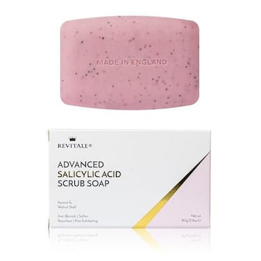 REVITALE Advanced BHA Salicylic Acid Scrub Soap Exfoliating Bar for Face Body Deep Pore Cleanser AntiBlemish Skin Softening