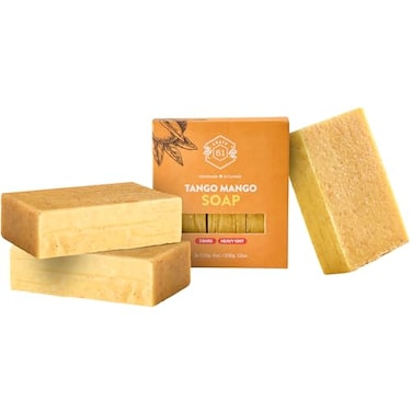 Crate 61 Organics Handmade in Canada Plant Based Cold Process Natural Bar Soap For Face And Body With Premium Essential Oils For Men And Women 3 Pack Mango