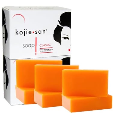 Kojie San Skin Soap Original Kojic Acid Soap that Reduces Dark Spots Hyperpigmentation Scars with Coconut Tea Tree Oil 65g x 6 Bars