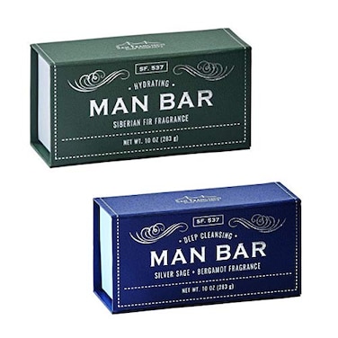 San Francisco Soap Company Man Bar 10 Oz Bar Soap Bundle One Each Siberian Fir and Silver Sage