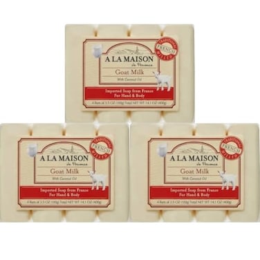 A LA MAISON Goat Milk Bar Soap Triple French Milled Natural Moisturizing Hand Soap Bar 12 Bars of Soap 35 oz