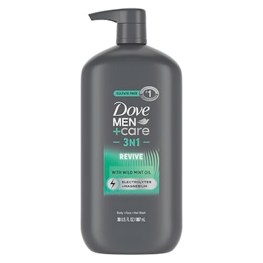 DOVE MEN CARE Body and Face Wash Invigorating Revive 3N1 with Tea Tree Oil with 24Hour Nourishing Micromoisture Technology 30 oz