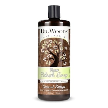 Dr. Woods Dr Woods Raw African Liquid Coconut Papaya Black Soap Body Wash for Men Women Organic Shea Butter Gentle Exfoliant Coconut Papaya Fragrance Natural Cleanser for Face Hands Body 32 Fl Oz