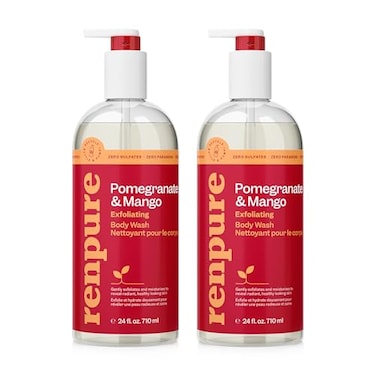 RENPURE Renpure Pomegranate Mango Exfoliating Body Wash Cleanses Exfoliates Moisturizes Rejuvenates Skin For All Skin Types Pomegranate Extract Mango Fruit Extract 24 Fl Oz each 2 Pack