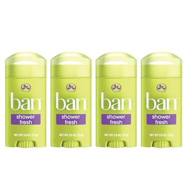 Ban Invisible Solid Antiperspirant Deodorant for Women and Men 24Hour Underarm Odor Sweat Protection Shower Fresh 26 Oz Pack of 4