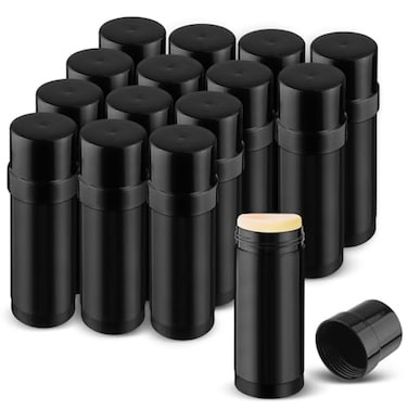 DMuuuDM 15 Pack 2 oz60ml Plastic Deodorant ContainersEmpty Round TwistUp Solid Stick Tube Container for Homemade DeodorantShaving Soap StickHeel Lip BalmSolid Lotion BarsTop FillingBlack