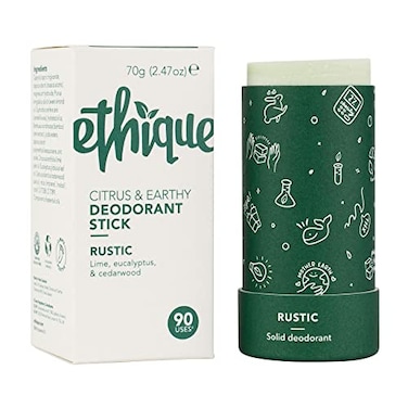 Ethique Natural Deodorant for Women Men Rustic Citrus Earthy Aluminum Free Vegan EcoFriendly PlasticFree CrueltyFree 247 oz Pack 1