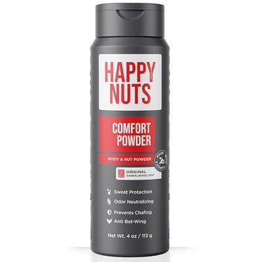 HAPPY NUTS Comfort Powder Deodorant For Men AntiChafing Sweat and Odor Control for Jock Itch AluminumFree Ultimate Gift for Mens Private Parts 4 oz 1 Pack Original Scent