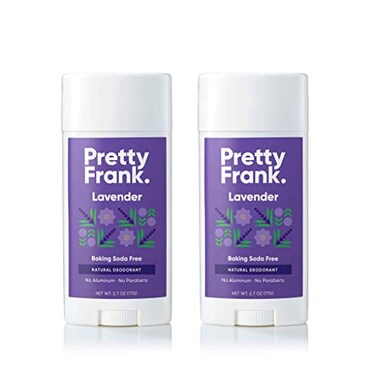 PRETTY FRANK Pretty Frank Natural AluminumFree Deodorant Stick Baking SodaFree Lavender 2Pack Sensitive Skin Friendly Effective Odor Control for Women Men Organic Ingredients and Essential Oils