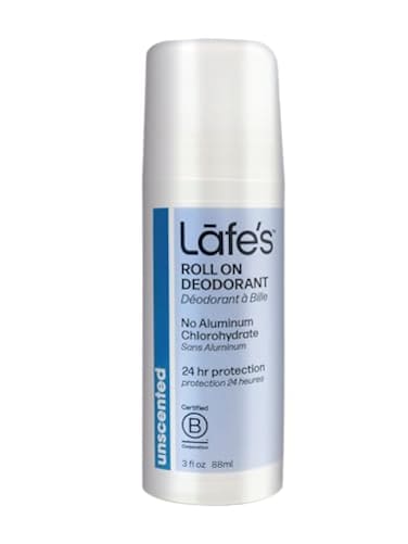 Lafe's Lafes Natural Deodorant 3oz RollOn Aluminum Free Natural Deodorant for Men Women Paraben Free Baking Soda Free with 24Hour Protection Unscented