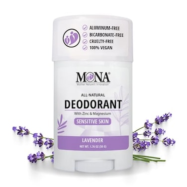 MONA BRANDS All Natural Deodorant For Women Men For Sensitive Skin No Aluminum or Baking Soda LAVENDER 176 Oz