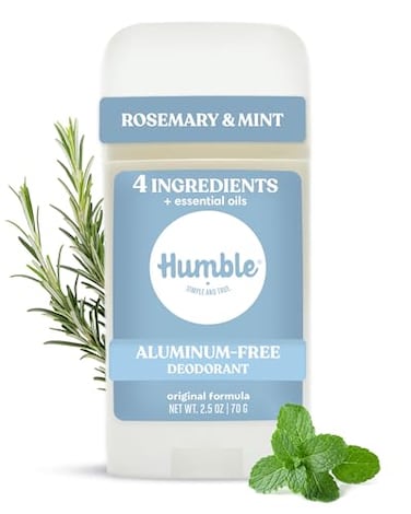 HUMBLE SIMPLE Humble AluminumFree Deodorant for Women Men Rosemary Mint Clean Fresh Natural Deodorant Stick with Essential Oils for LongLasting Odor Control 1 Pack