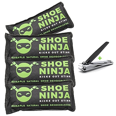 Ellis Harper Charcoal Shoe Deodorizer Inserts Shoe Odor Eliminator Activated Charcoal Shoe Deodorizer Bags to Absorb Shoe Smell Pack of 4 Shoe Smell Eliminator with Nail Clippers