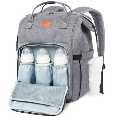 KeaBabies Baby Diaper Bag Backpack Large Baby Bag for Boys Girls Waterproof Multi Function Travel Diaper Backpack with Changing Pad Durable Travel Essentials for Moms and Dads Classic Gray
