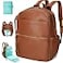 MOMINSIDE Diaper Bag Backpack with 6 Insulated Pockets Leather Diaper Bag Large Baby Bag for Mom Baby Registry 18 Pockets Changing Pad Stroller Straps Brown