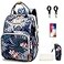 QWREOIA Floral Diaper Bag Backpack with USB Charging Port Stroller Straps and Insulated PocketTravel Nappy BackpackFor WomenMum Flower Pattern