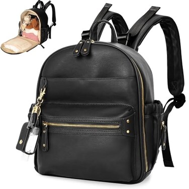 miss fong Small Diaper Bag Mini Diaper Bag Backpack Mini Backpack with 11 Pockets Baby Diaper Bag with Hand Sanitizer Holder 2 Insulated PocketsBALCK