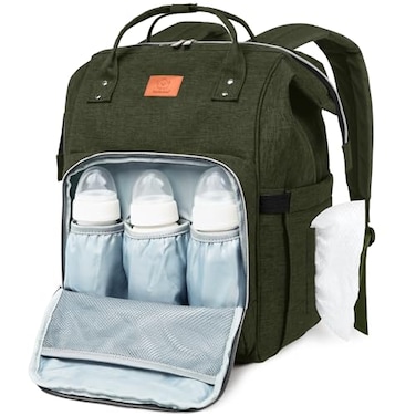 KeaBabies Baby Diaper Bag Backpack Large Baby Bag for Boys Girls Waterproof Multi Function Travel Diaper Backpack with Changing Pad Durable Travel Essentials for Moms and Dads Dark Olive