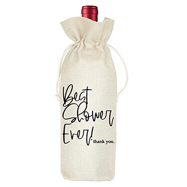 Socive Best Shower Ever Wine Bag Personalized Burlap Drawstring Bag for Shower Host Gift Ideas