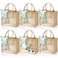 Breathffy 6 Pack Wedding Burlap Tote Bachelorette Gift Bags with Clear Window and Ribbon for Bridesmaid Beach Shower PartySage Green