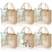 Breathffy 6 Pack Wedding Burlap Tote Bachelorette Gift Bags with Clear Window and Ribbon for Bridesmaid Beach Shower PartySage Green