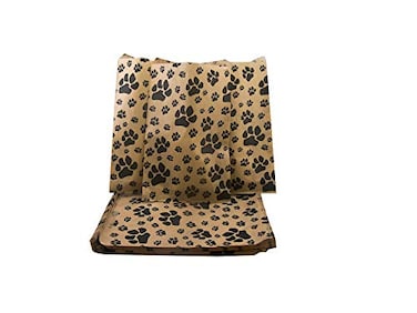 N'ice Packaging NicePackaging 100 Qty 6 x 9 Decorative Flat Paper Gift Bags PawPrint Pattern on Brown Kraft Bags for SalesTreatsParties CookiesGifts
