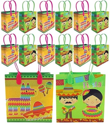 TINYMILLS Fiesta Themed Party Favor Bags Treat Bags 12 Pack