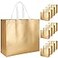 Rikkmte 12pc Reusable Gift Bags Gold Glossy Tote with Handle Nonwoven Foldable Bridesmaids Bags for Wedding Birthday Party