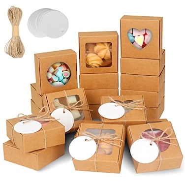 COTOPHER Soap Box 30Pcs Small Soap Packaging Boxes 28x28x12 Inch Mini Kraft Boxes with Window Soap Boxes for Homemade Soap Candy Chocolate Bakery Cookies Soap Packaging