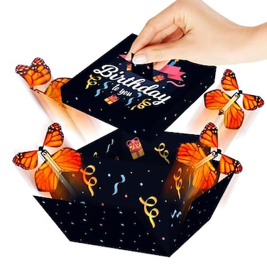 FETTIPOP Premium Butterfly Explosion Box Funny Surprise Prank Gift with Flying Butterflies Unique Birthday or Party Box for Kids Adults