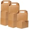 Shallive 50 Pcs Large Treat Boxes 9x6x6 Inch Brown Gable Gift Boxes with Handle Kraft Lunch Boxes Recycled Paper Gift Bags Take Out Cookie Boxes Welcome Boxes Candy Bags For Wedding Supplies