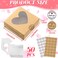 Sinmoe 50 Pcs Valentine Party Favors Gift Boxes Heart Shaped Candy Boxes with Window Bulk Valentines Day Bakery Treats Containers Kraft White and Brown Packaging Cases with Stickers for Wedding