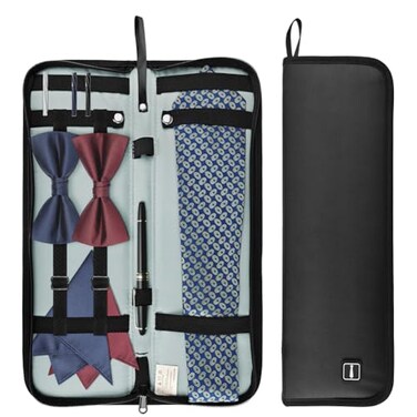 Fosinz Tie Box Travel Case Mens Necktie Gift Box Rectangle Shape AntiWrinkle Storage Business Gift Bow Tie Packaging