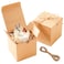 UnicoPak 10 Pack 4x4x4 Small Brown Gift Boxes with Lids Twine Premium USA Kraft Cardboard PopUp Easy Assembly Gift Boxes for Presents Candles Mugs Ornaments Favors